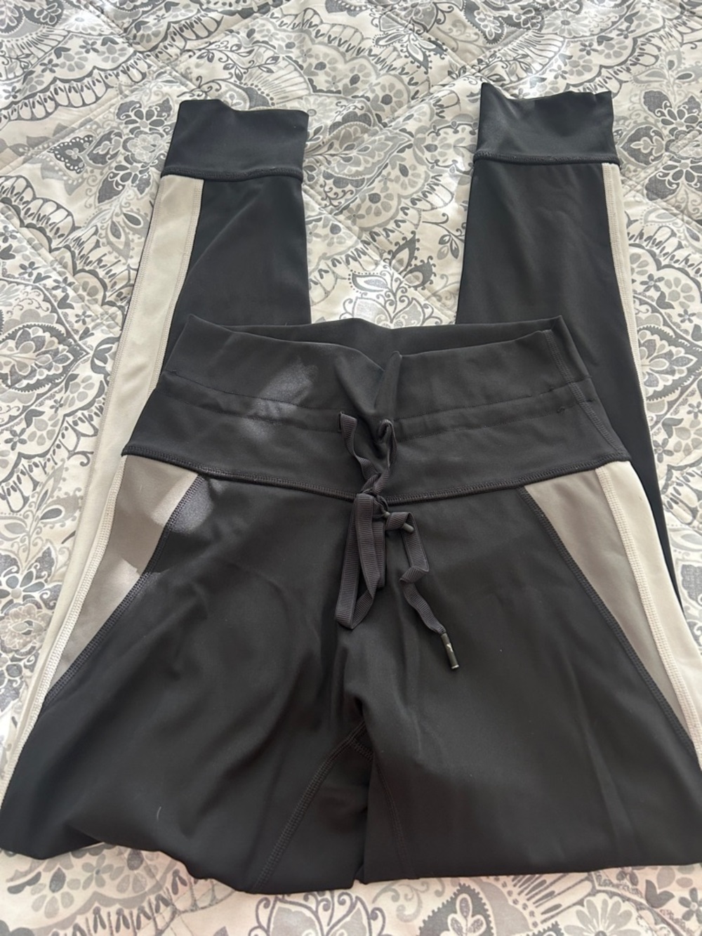 Black and Light Gray Colorblock Women's Leggings